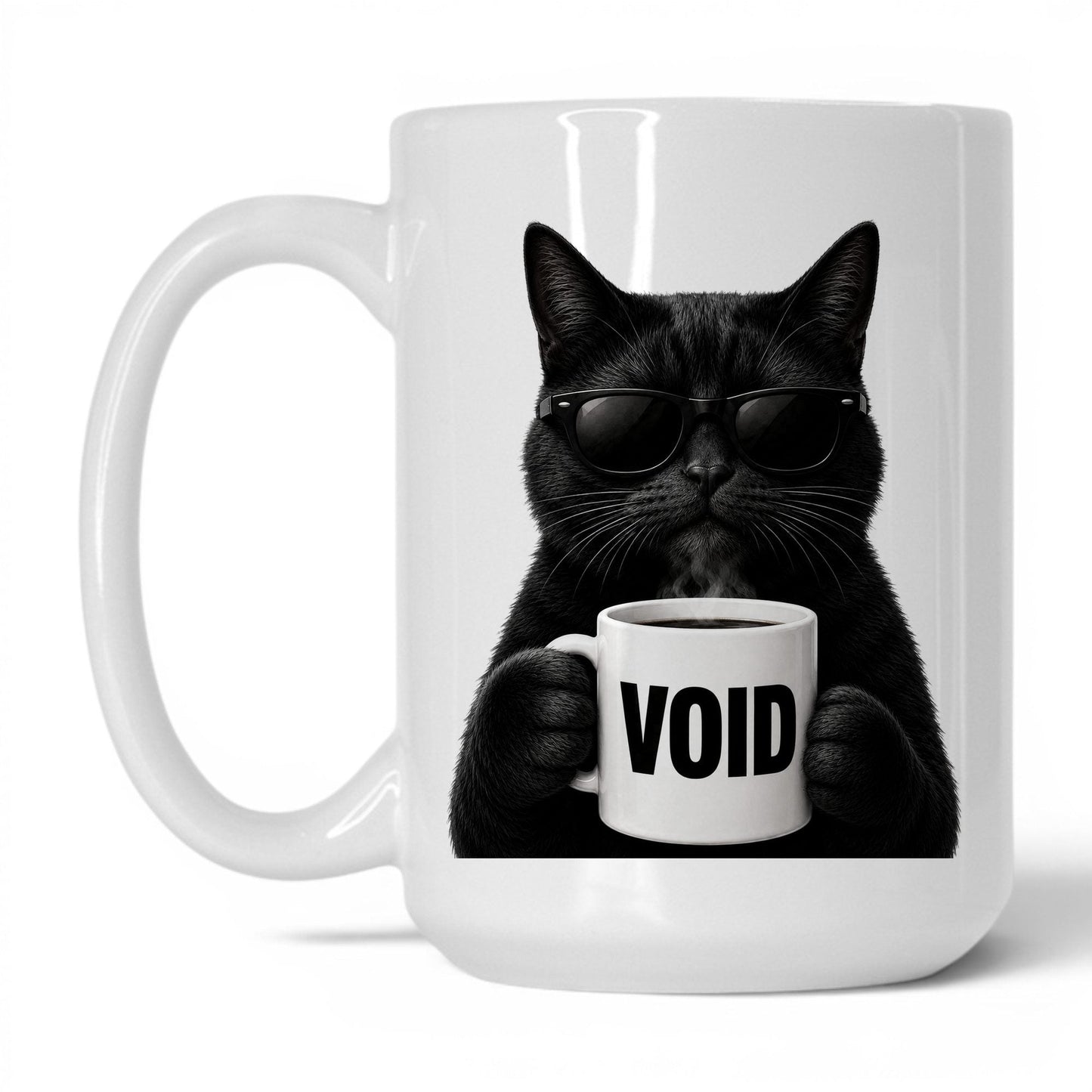 Black Cat Void coffee mug — 15oz White