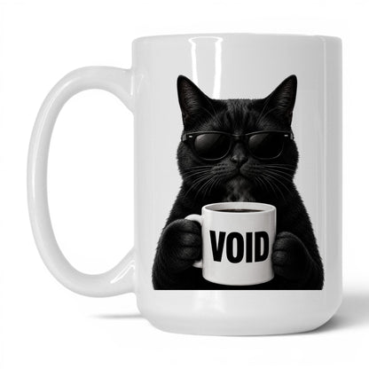 Black Cat Void coffee mug — 15oz White