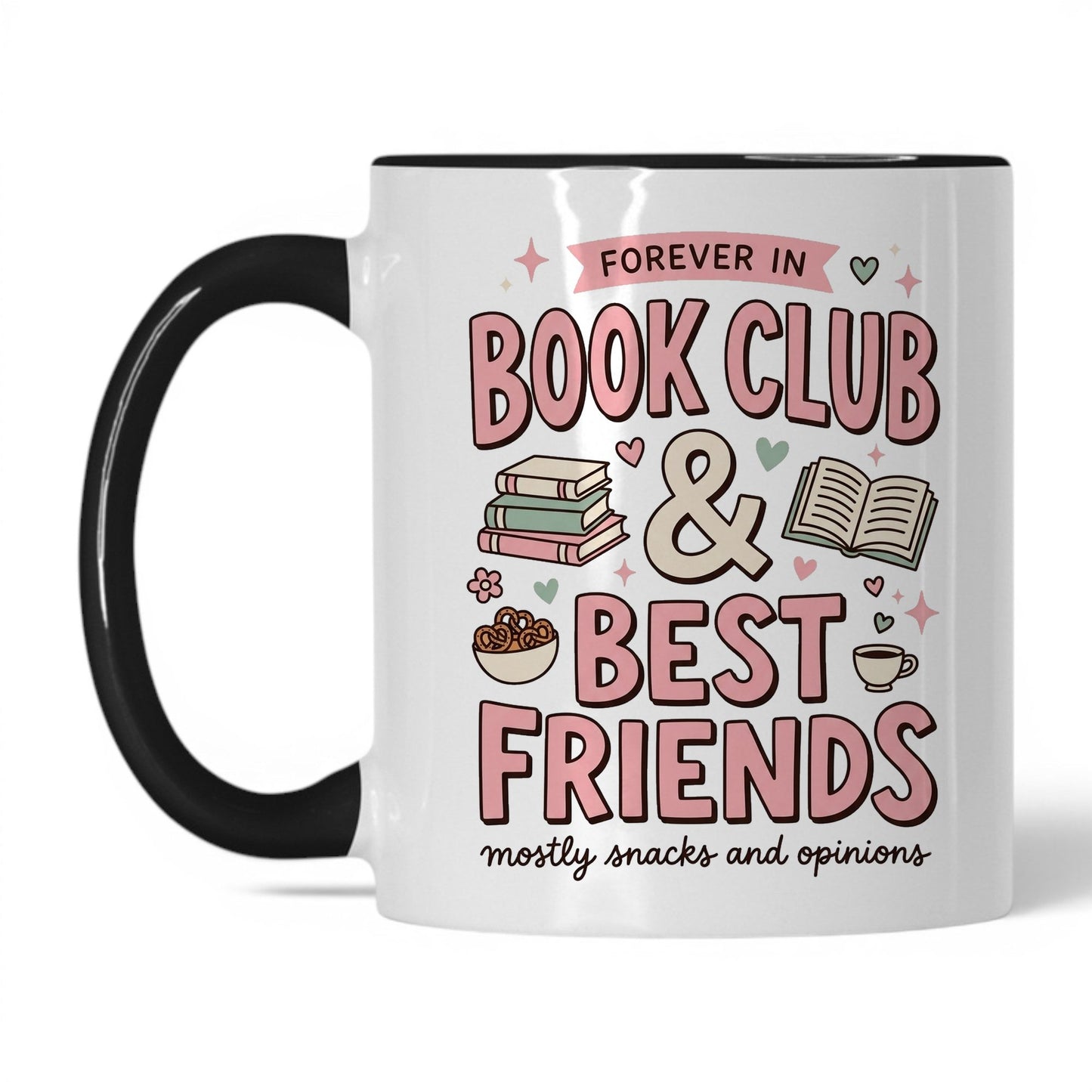Book Besties Club doodle 11oz White Black coffee mug