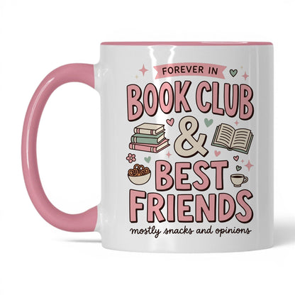 Book Besties Club doodle 11oz White Pink coffee mug