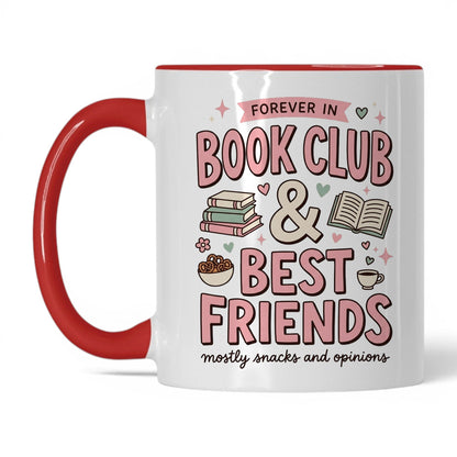Book Besties Club doodle 11oz White Red coffee mug