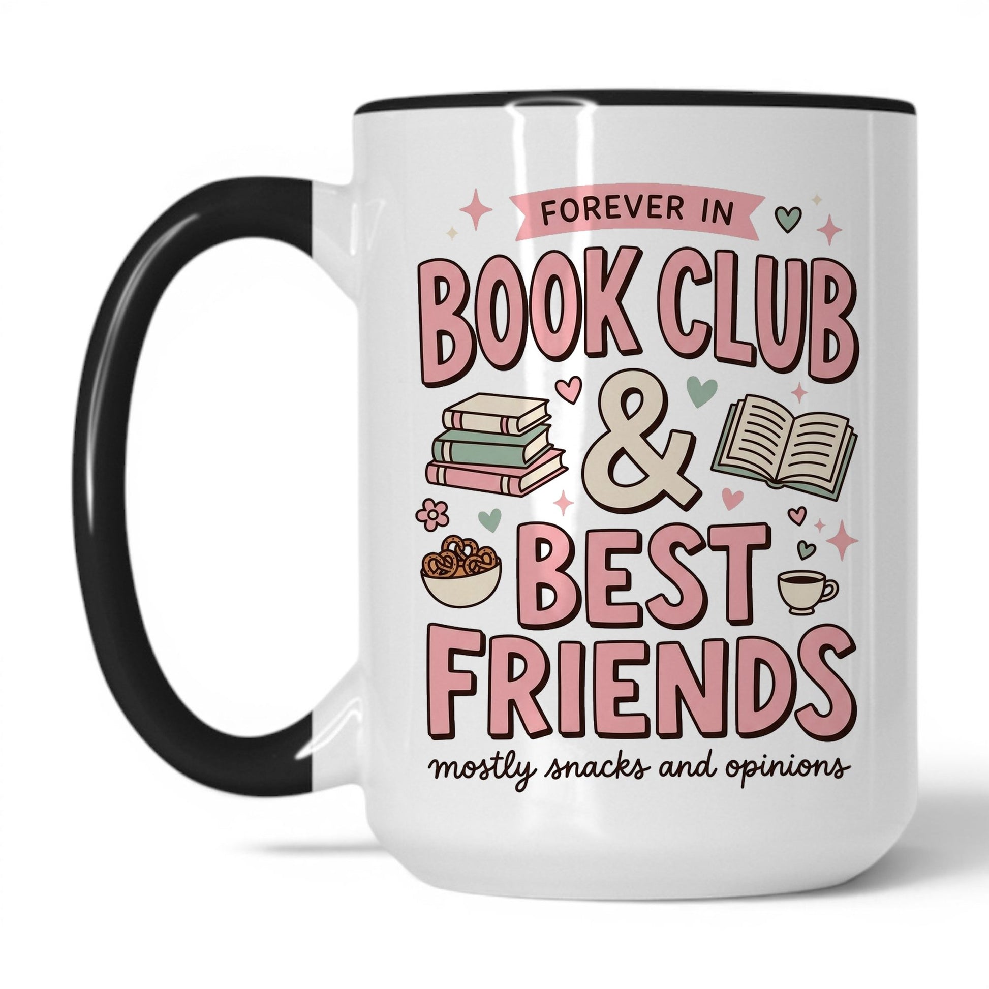 Book Besties Club doodle 15oz White Black coffee mug
