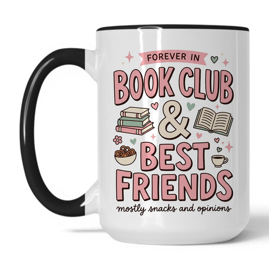 Book Besties Club doodle 15oz White Black coffee mug