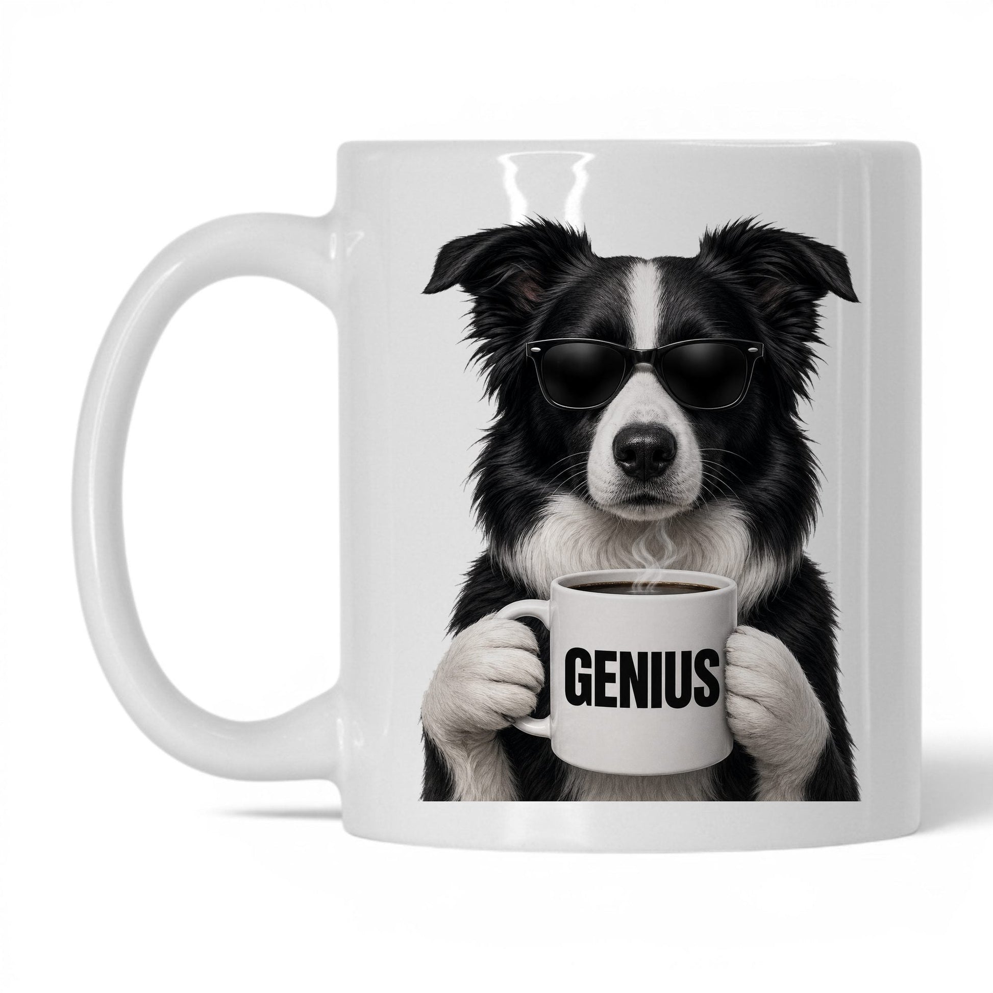 Border Collie Genius coffee mug — 11oz White