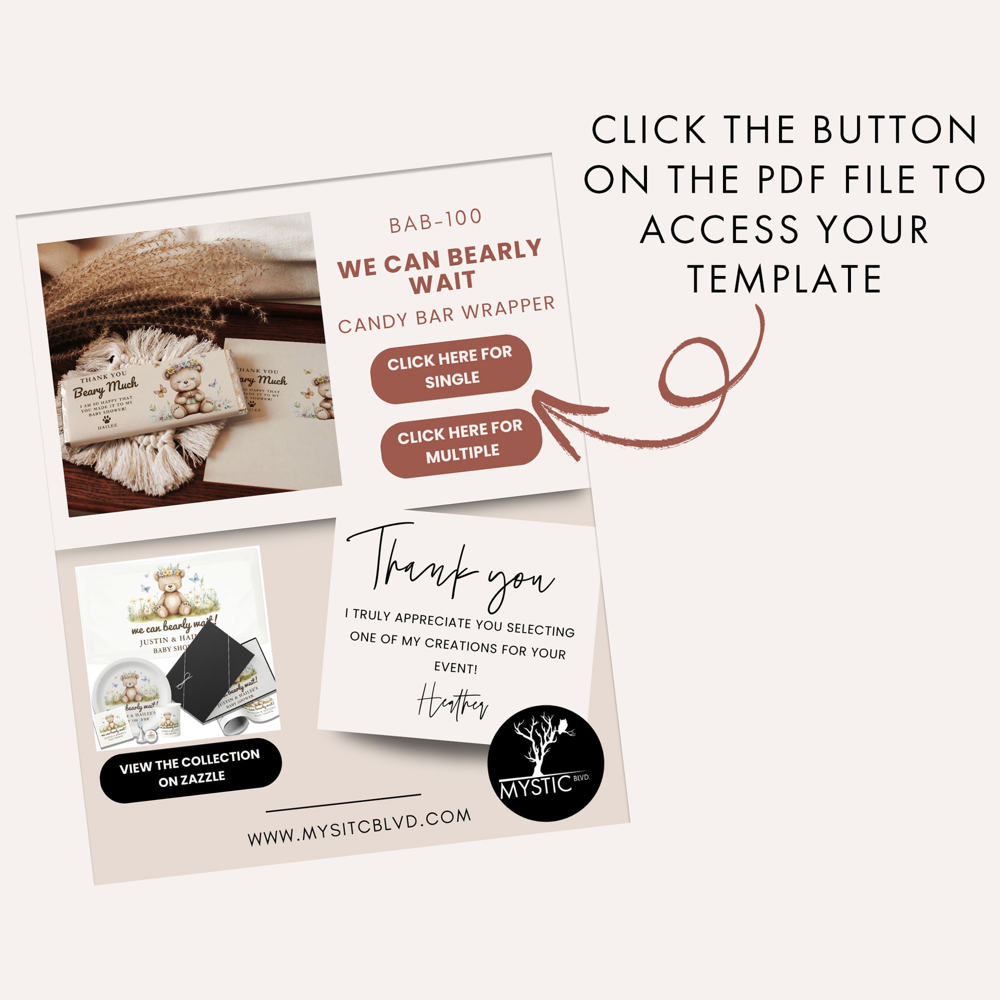 Editable We Can Bearly Wait Baby Shower Candy Wrapper Canva Template