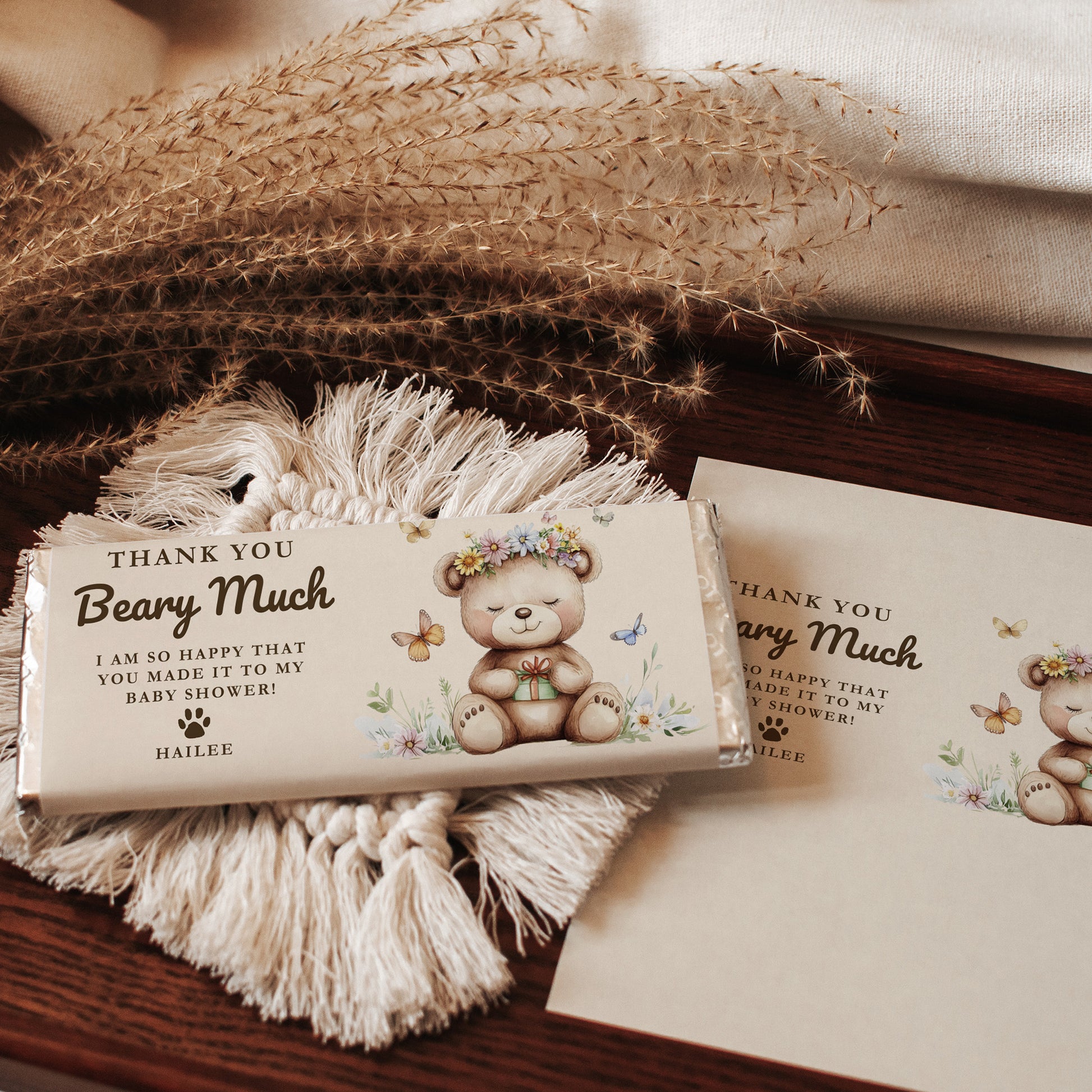 Editable We Can Bearly Wait Baby Shower Candy Wrapper Canva Template