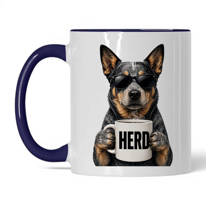 Cattle Dog Herd coffee mug — 11oz White Midnight Blue