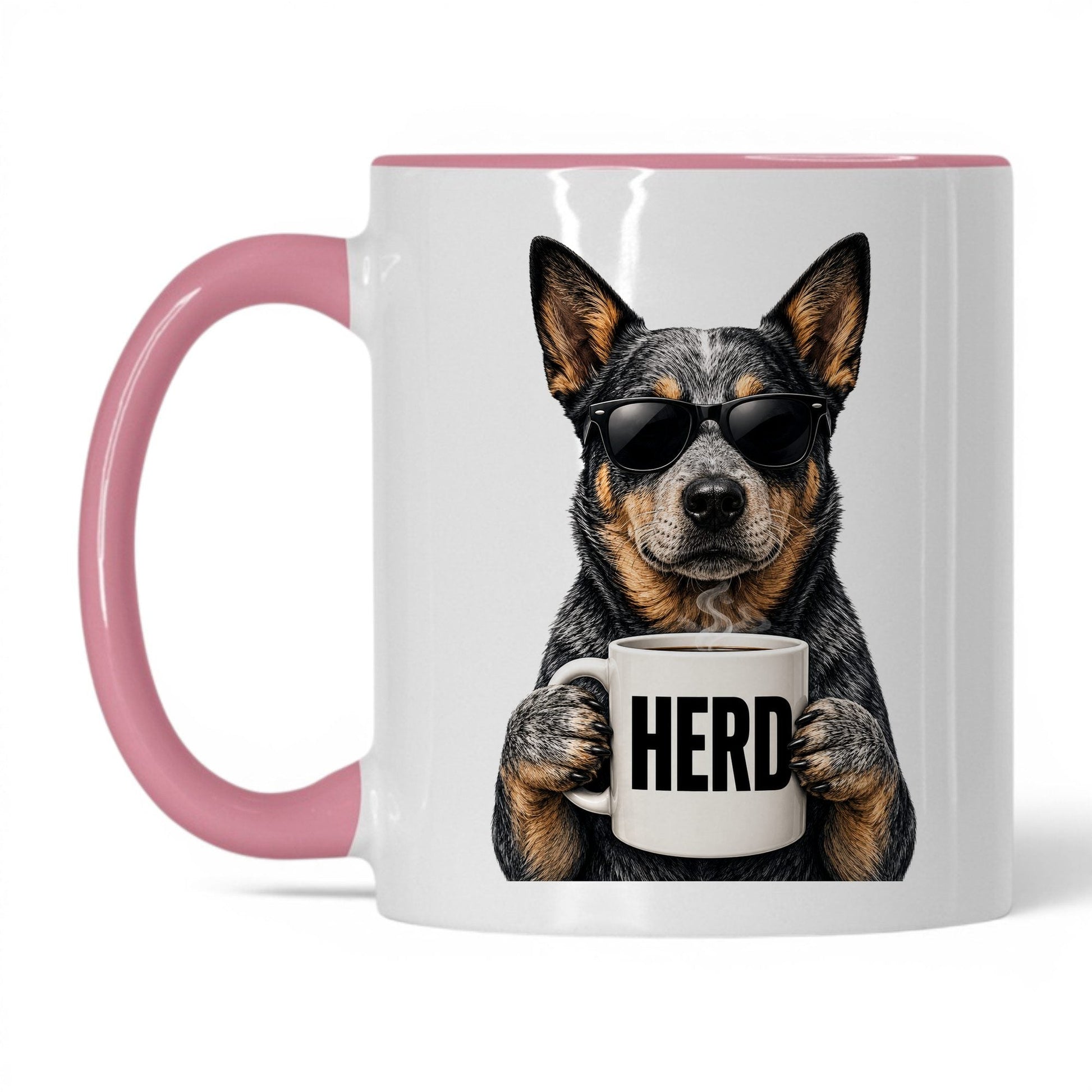 Cattle Dog Herd coffee mug — 11oz White Pink