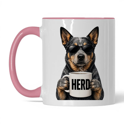 Cattle Dog Herd coffee mug — 11oz White Pink