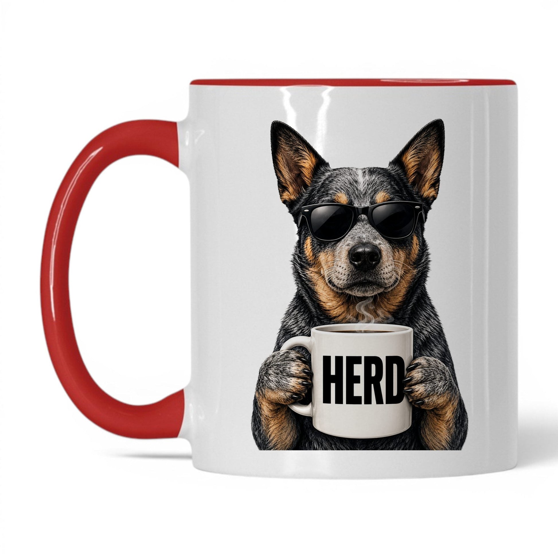 Cattle Dog Herd coffee mug — 11oz White Red