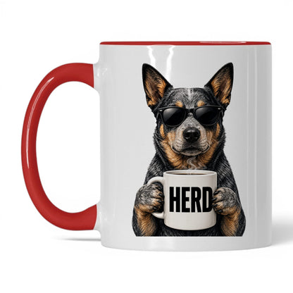 Cattle Dog Herd coffee mug — 11oz White Red