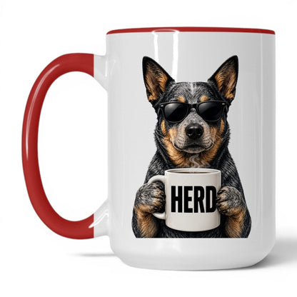 Cattle Dog Herd coffee mug — 15oz White Red