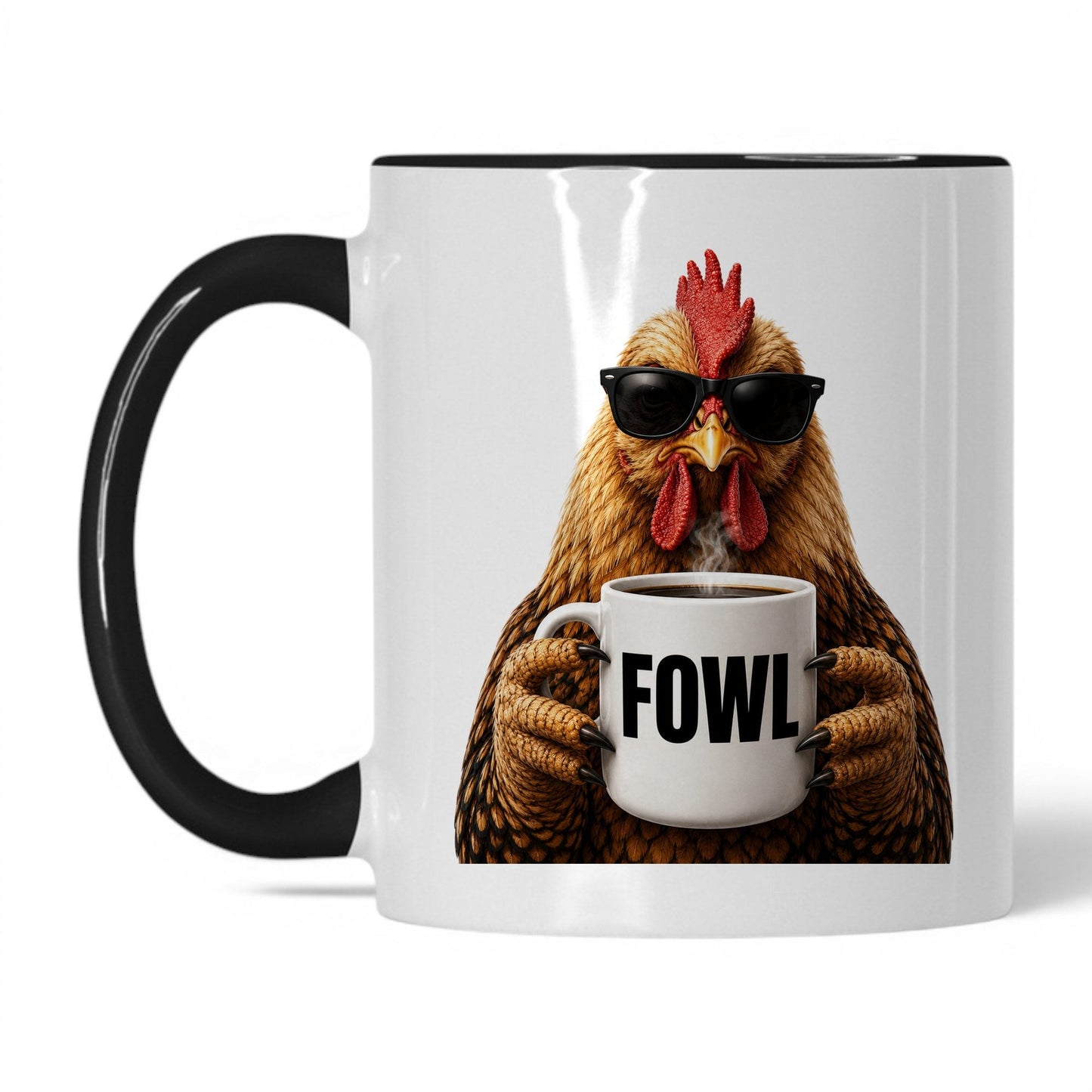 Chicken Fowl coffee mug — 11oz White Black