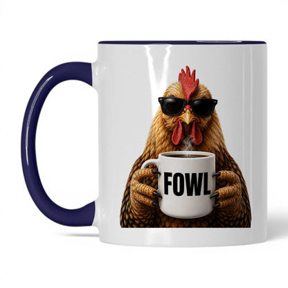 Chicken Fowl coffee mug — 11oz White Midnight Blue