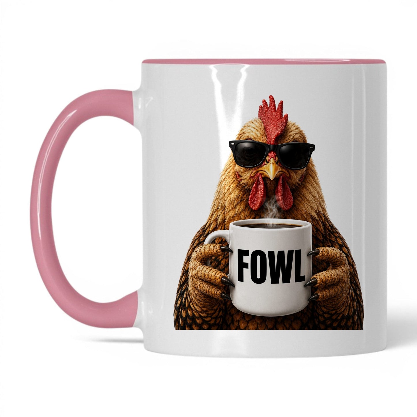 Chicken Fowl coffee mug — 11oz White Pink