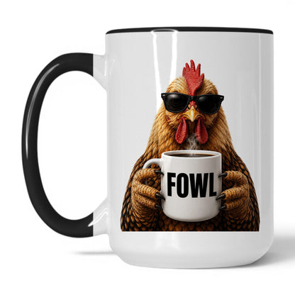 Chicken Fowl coffee mug — 15oz White Black