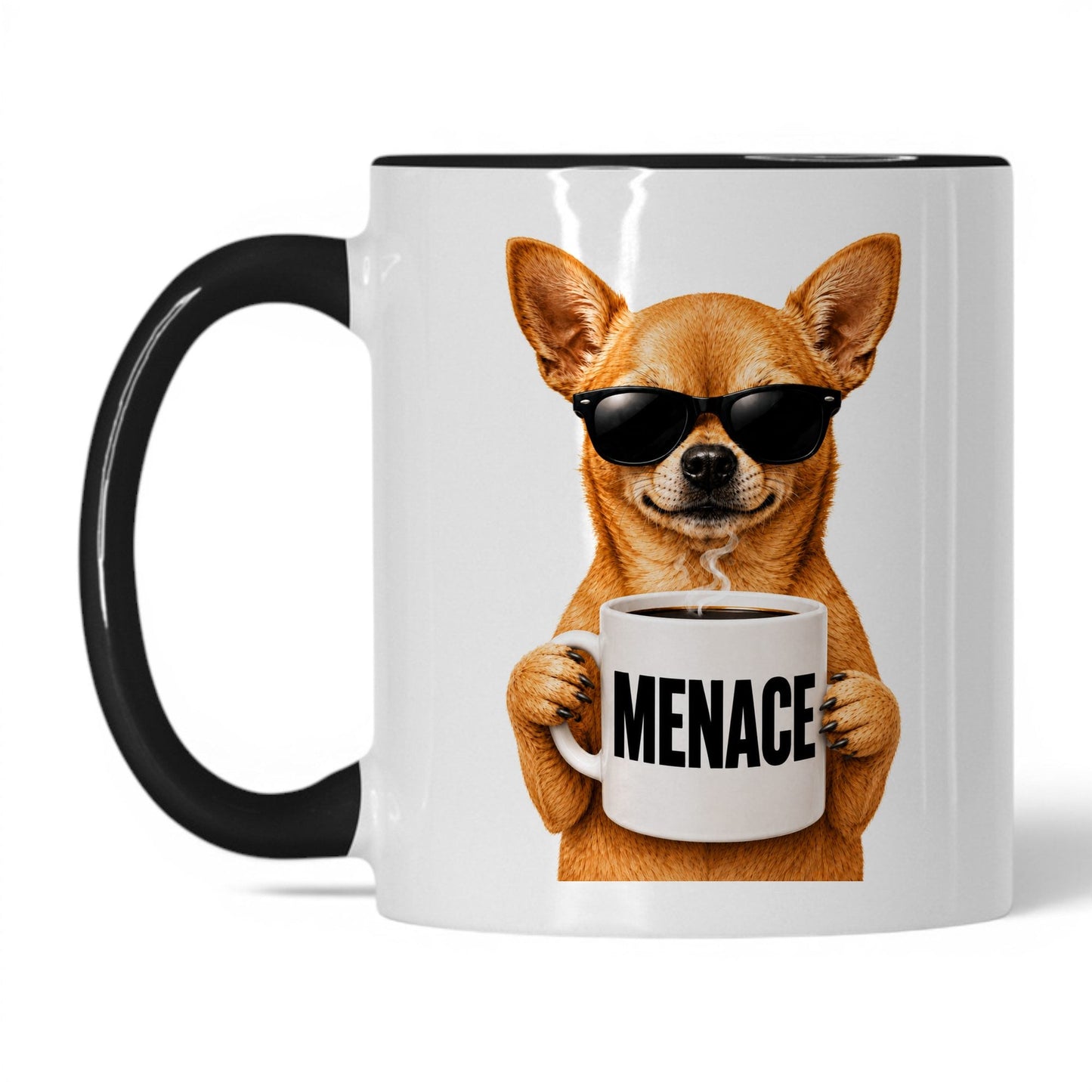 Chihuahua Menace coffee mug — 11oz White Black