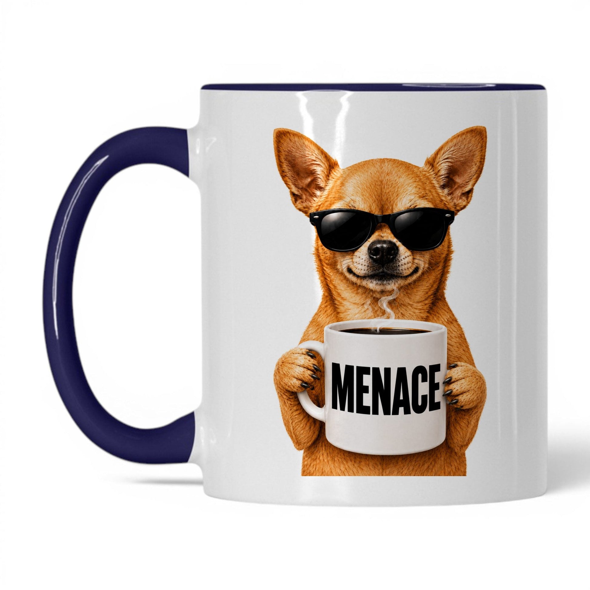 Chihuahua Menace coffee mug — 11oz White Midnight Blue
