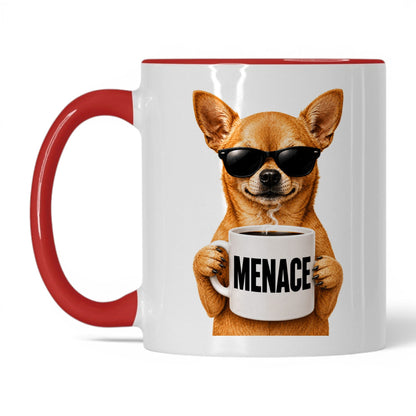 Chihuahua Menace coffee mug — 11oz White Red