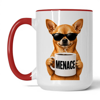 Chihuahua Menace coffee mug — 15oz White Red