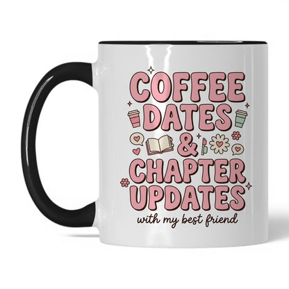 Coffee Dates & Chapter Updates doodle 11oz White Black coffee mug
