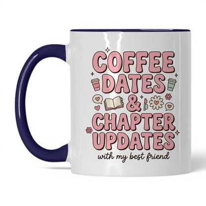 Coffee Dates & Chapter Updates doodle 11oz White Midnight Blue coffee mug