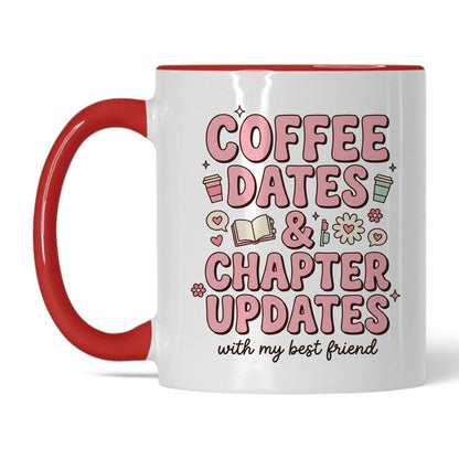 Coffee Dates & Chapter Updates doodle 11oz White Red coffee mug