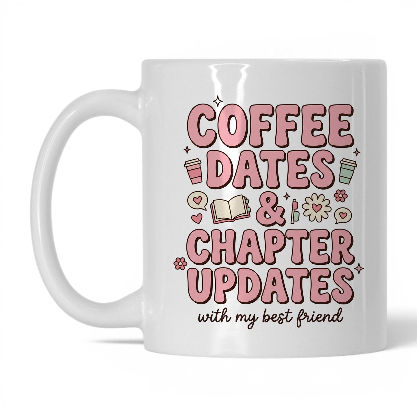 Coffee Dates & Chapter Updates doodle 11oz White coffee mug