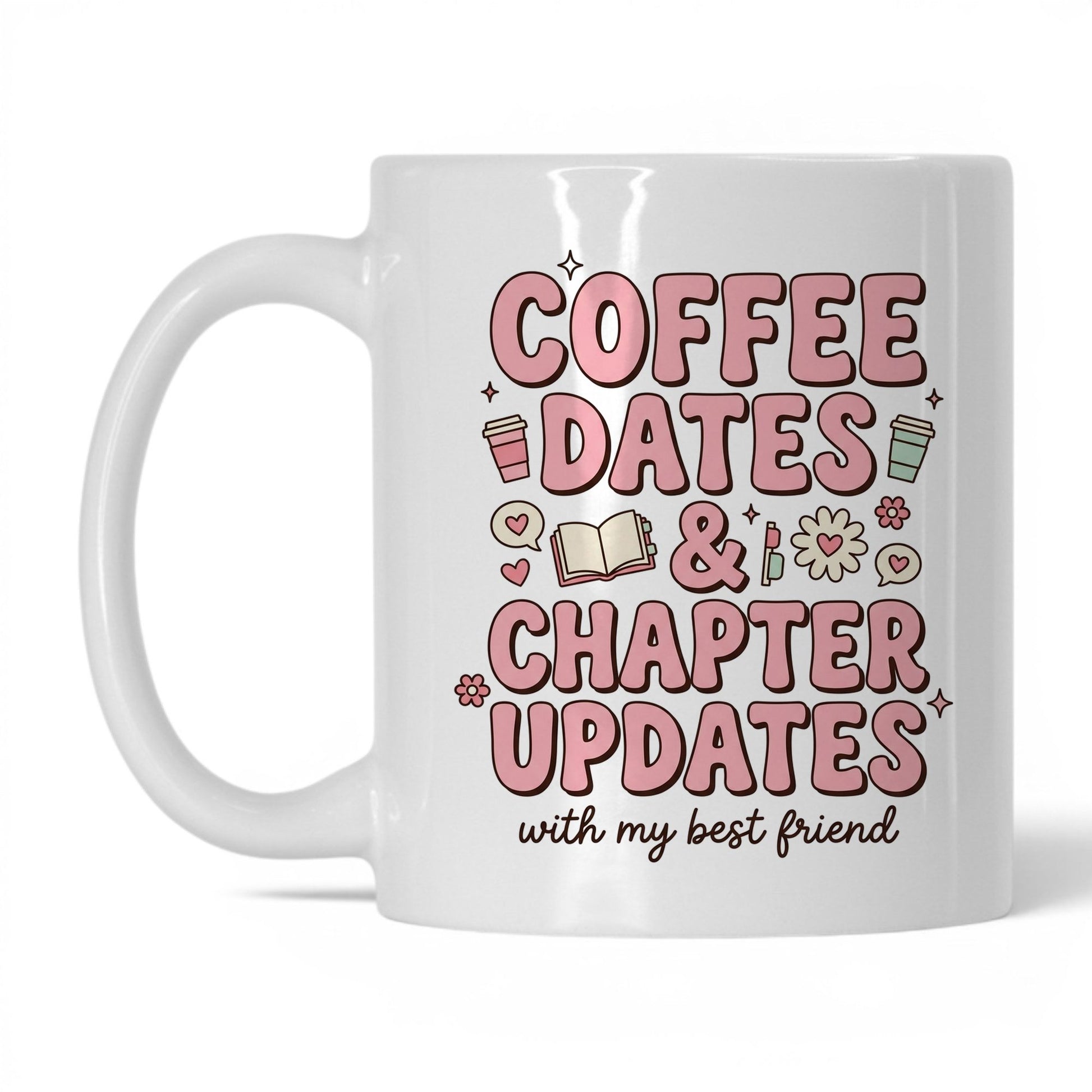 Coffee Dates & Chapter Updates doodle 11oz White coffee mug