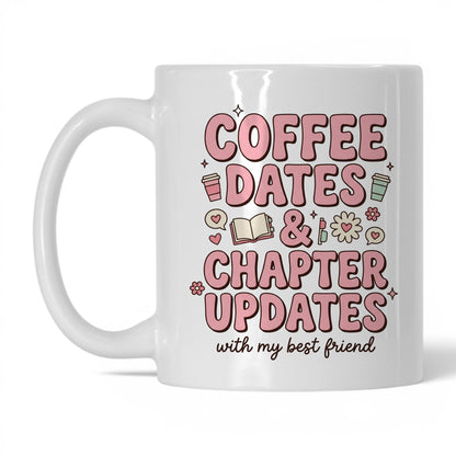 Coffee Dates & Chapter Updates doodle 11oz White coffee mug