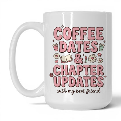 Coffee Dates & Chapter Updates doodle 15oz White coffee mug