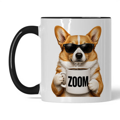 Corgi Zoom coffee mug — 11oz White Black