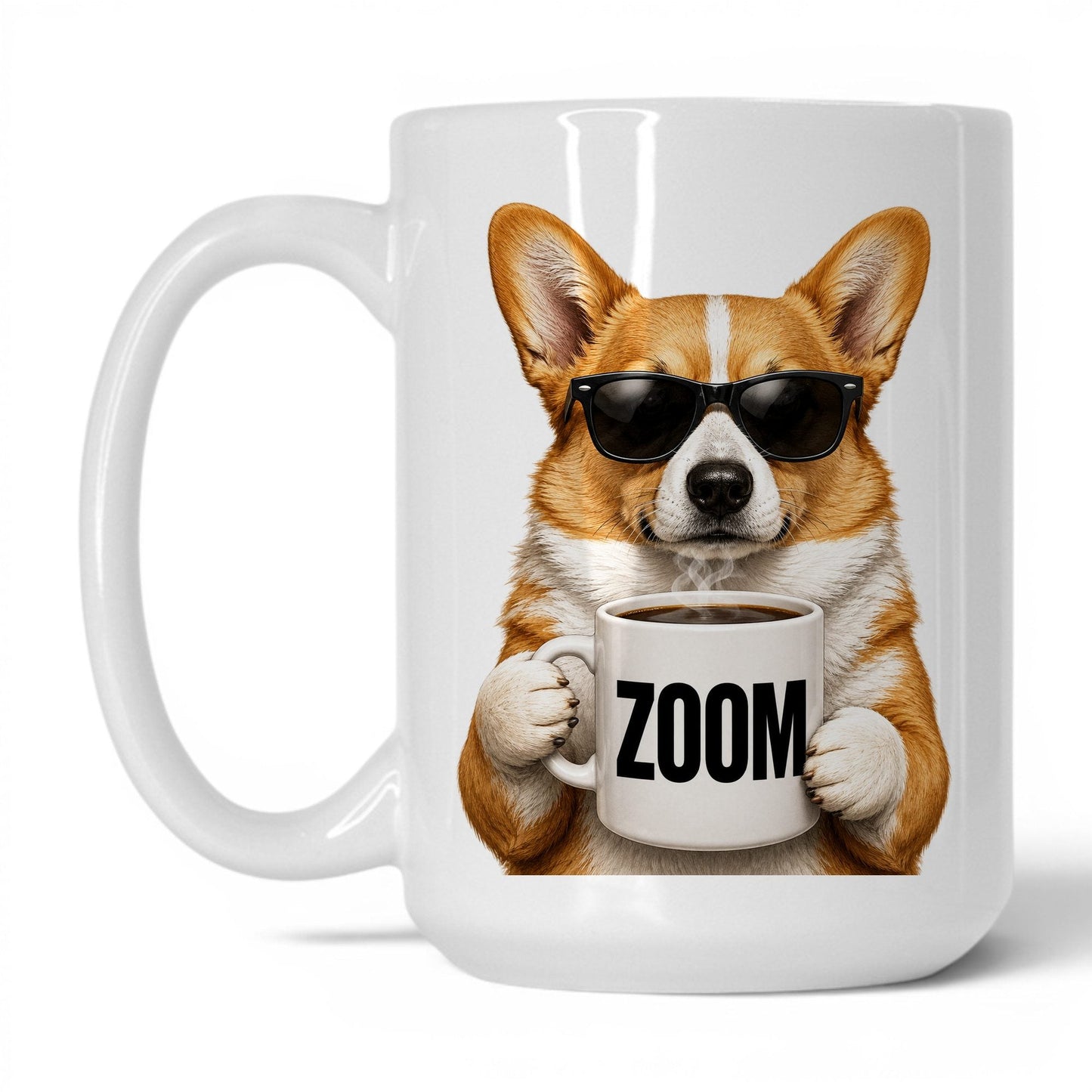 Corgi Zoom coffee mug — 15oz White