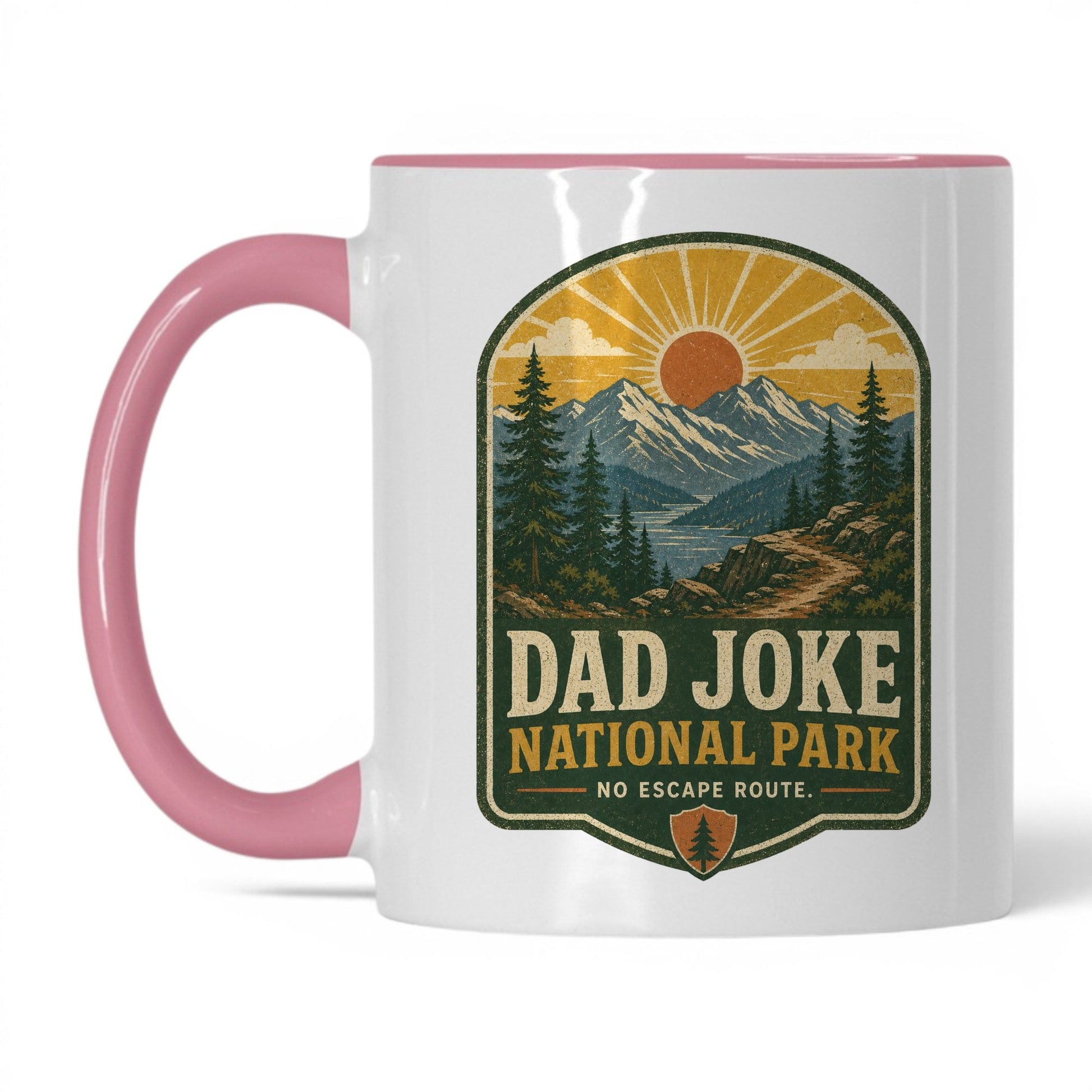 Dad Joke National Park 11oz white with pink accent coffee mug