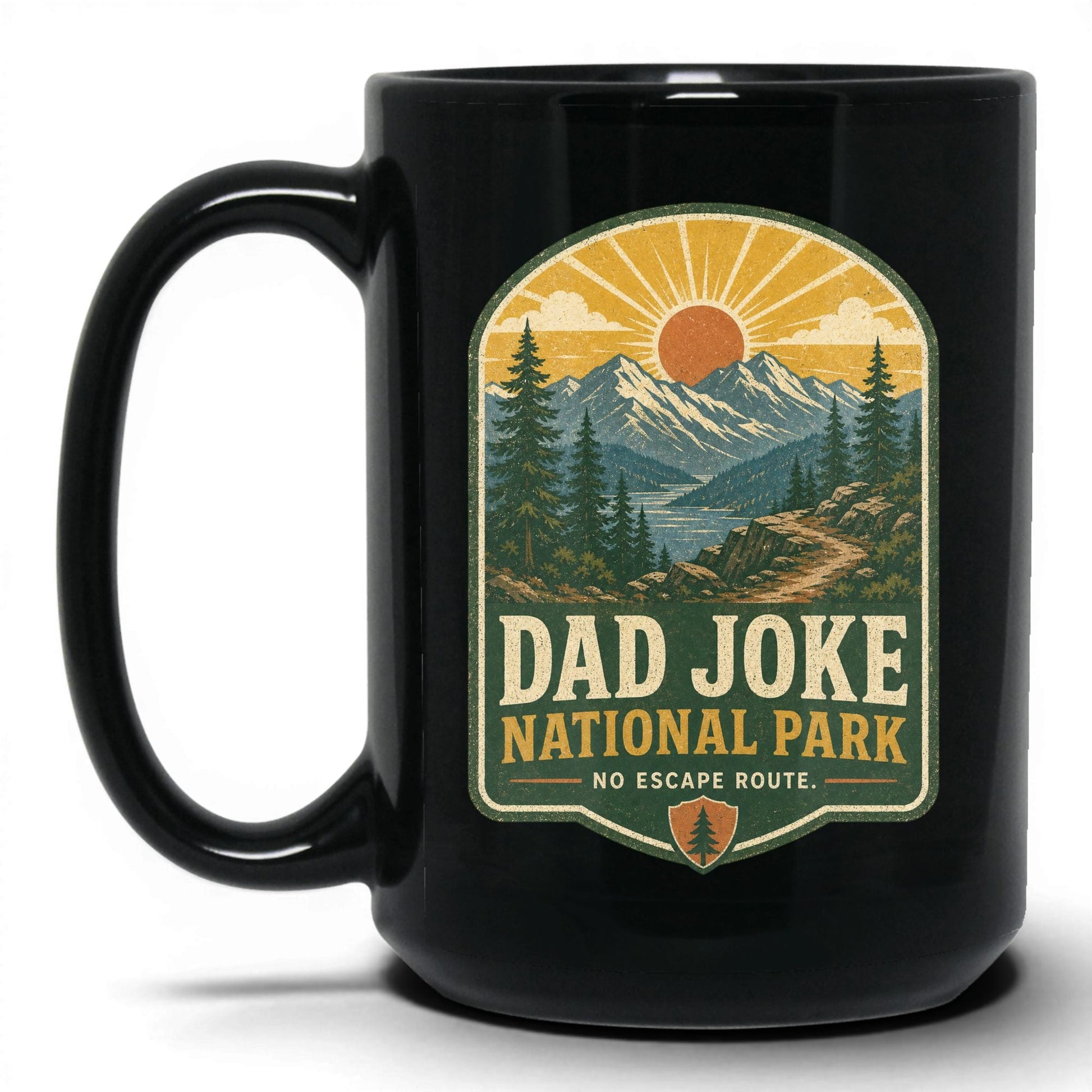 Dad Joke National Park 15oz black coffee mug