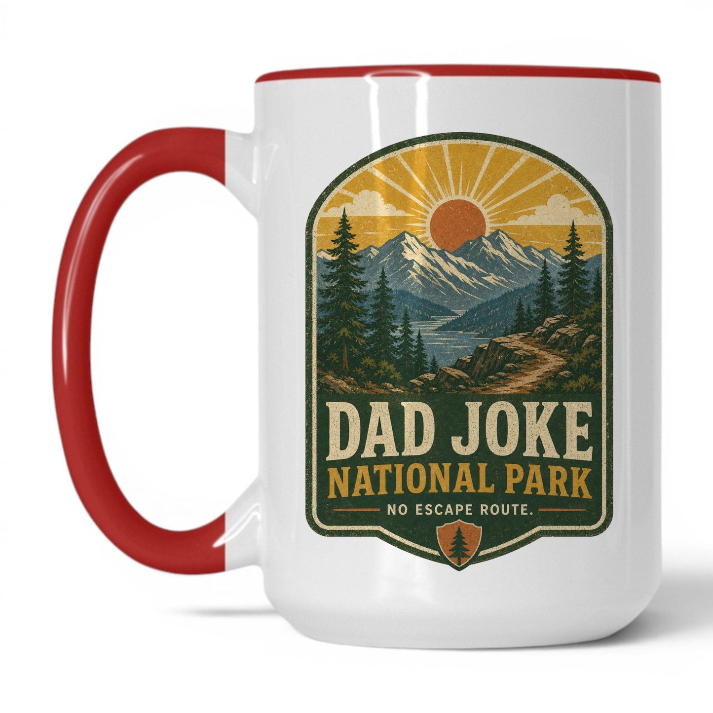 Dad Joke National Park 15oz white with red accent coffee mug