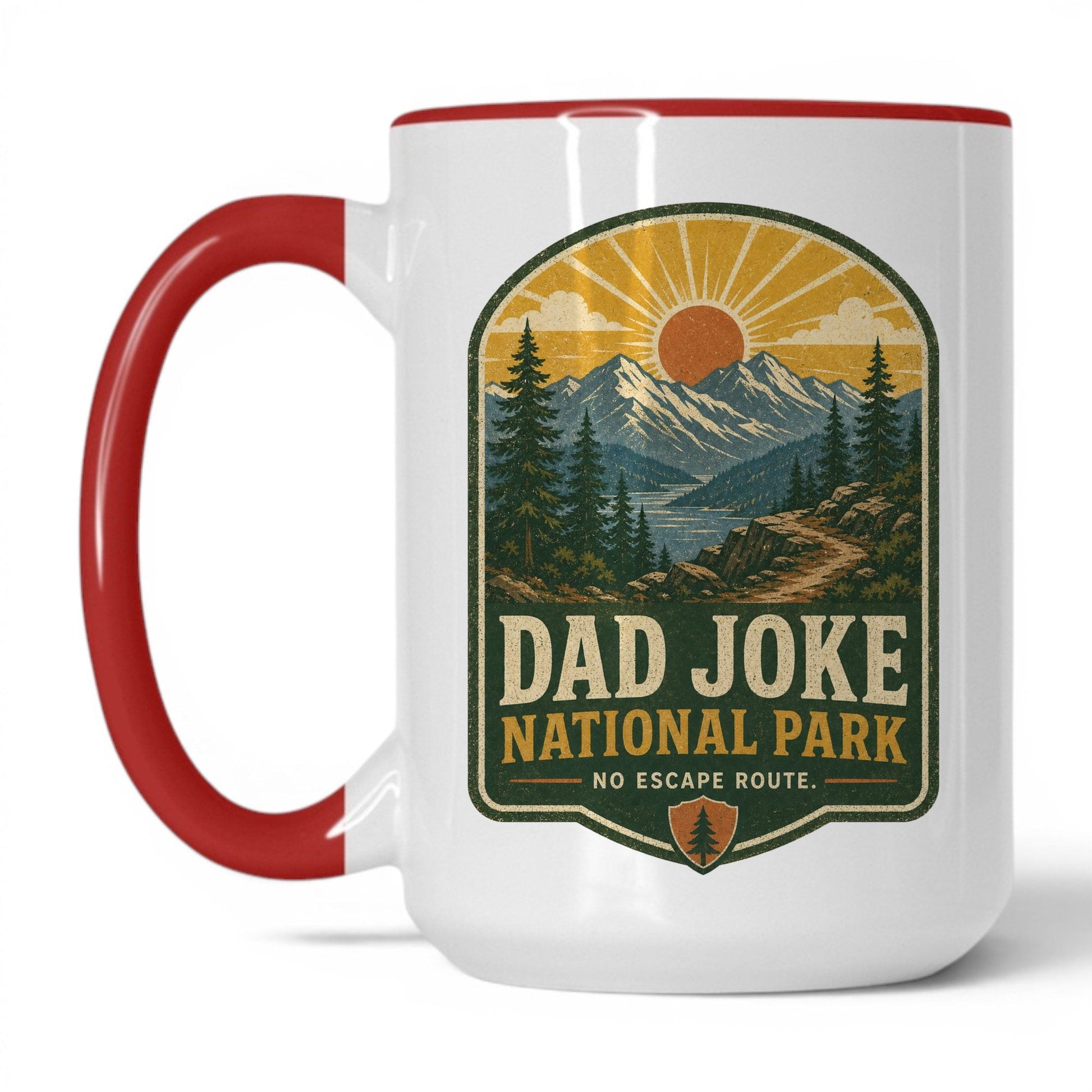 Dad Joke National Park 15oz white with red accent coffee mug