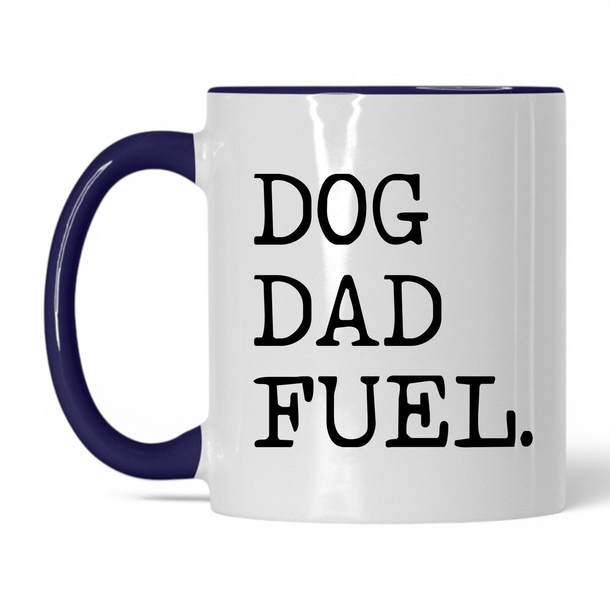 Dog Dad Fuel 11oz white and midnight blue coffee mug