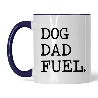 Dog Dad Fuel 11oz white and midnight blue coffee mug
