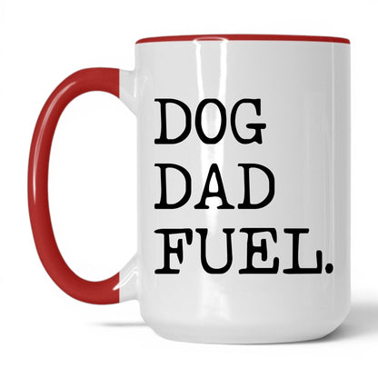 Dog Dad Fuel 15oz white and red coffee mug