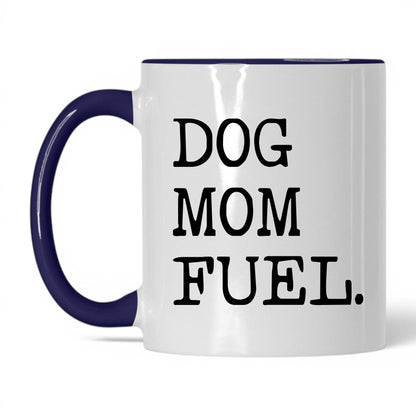 Dog Mom Fuel 11oz white and midnight blue coffee mug
