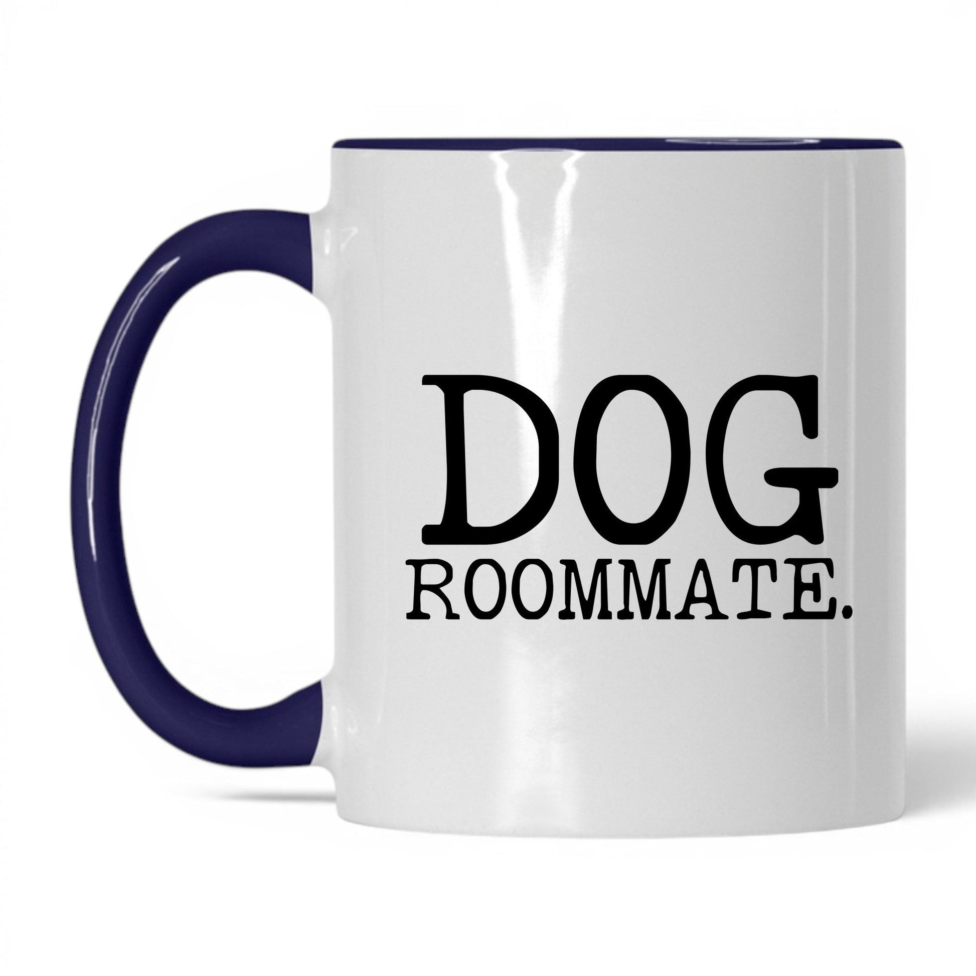Dog Roommate 11oz white and midnight blue coffee mug