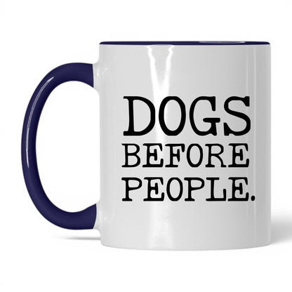 Dogs Before People 11oz white and midnight blue coffee mug