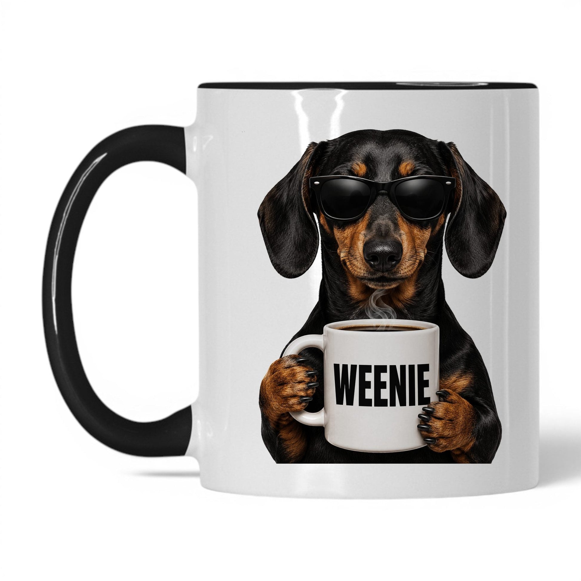 Dachshund Weenie coffee mug — 11oz White Black
