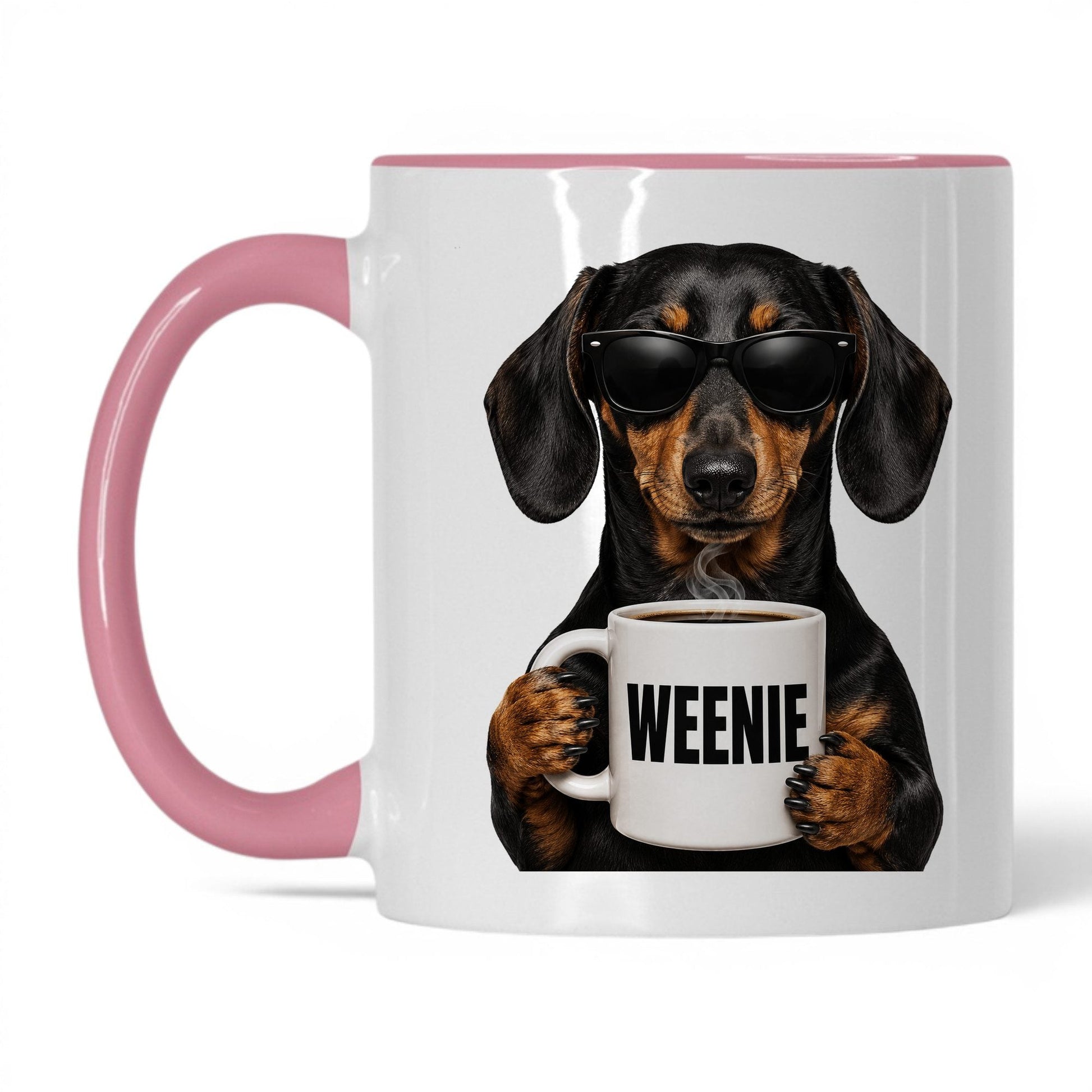 Dachshund Weenie coffee mug — 11oz White Pink