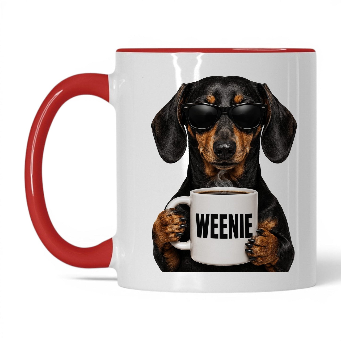 Dachshund Weenie coffee mug — 11oz White Red