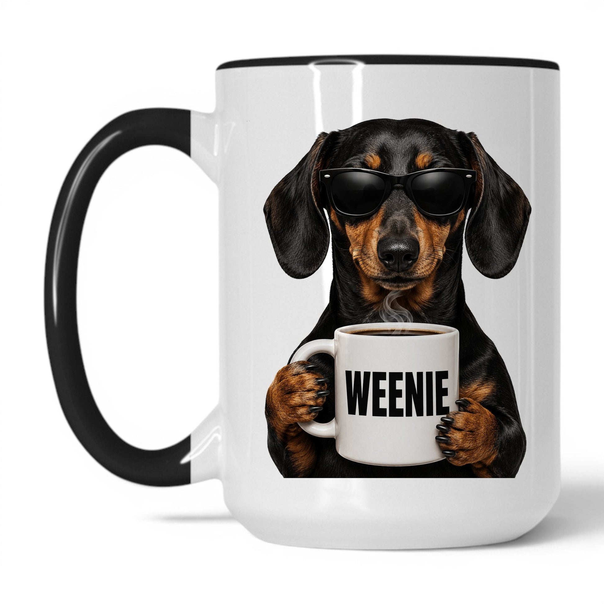 Dachshund Weenie coffee mug — 15oz White Black