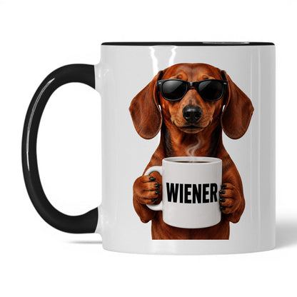 Dachshund Wiener coffee mug — 11oz White Black