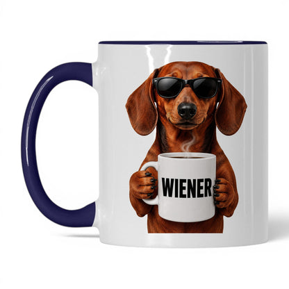 Dachshund Wiener coffee mug — 11oz White Midnight Blue