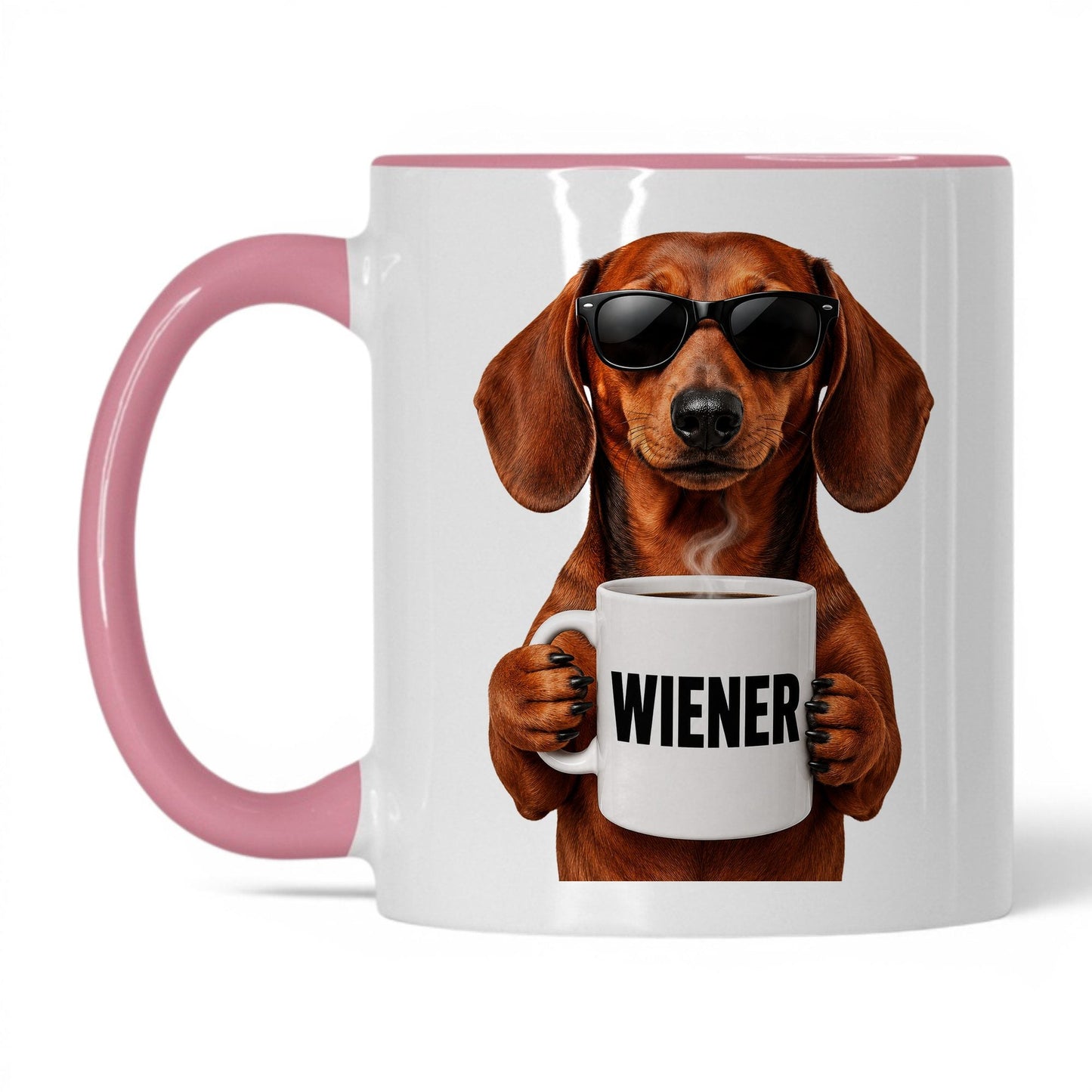 Dachshund Wiener coffee mug — 11oz White Pink